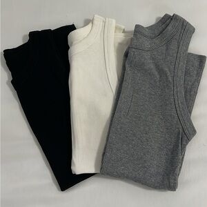 a new day Black, White, and Gray Ribbed Tops